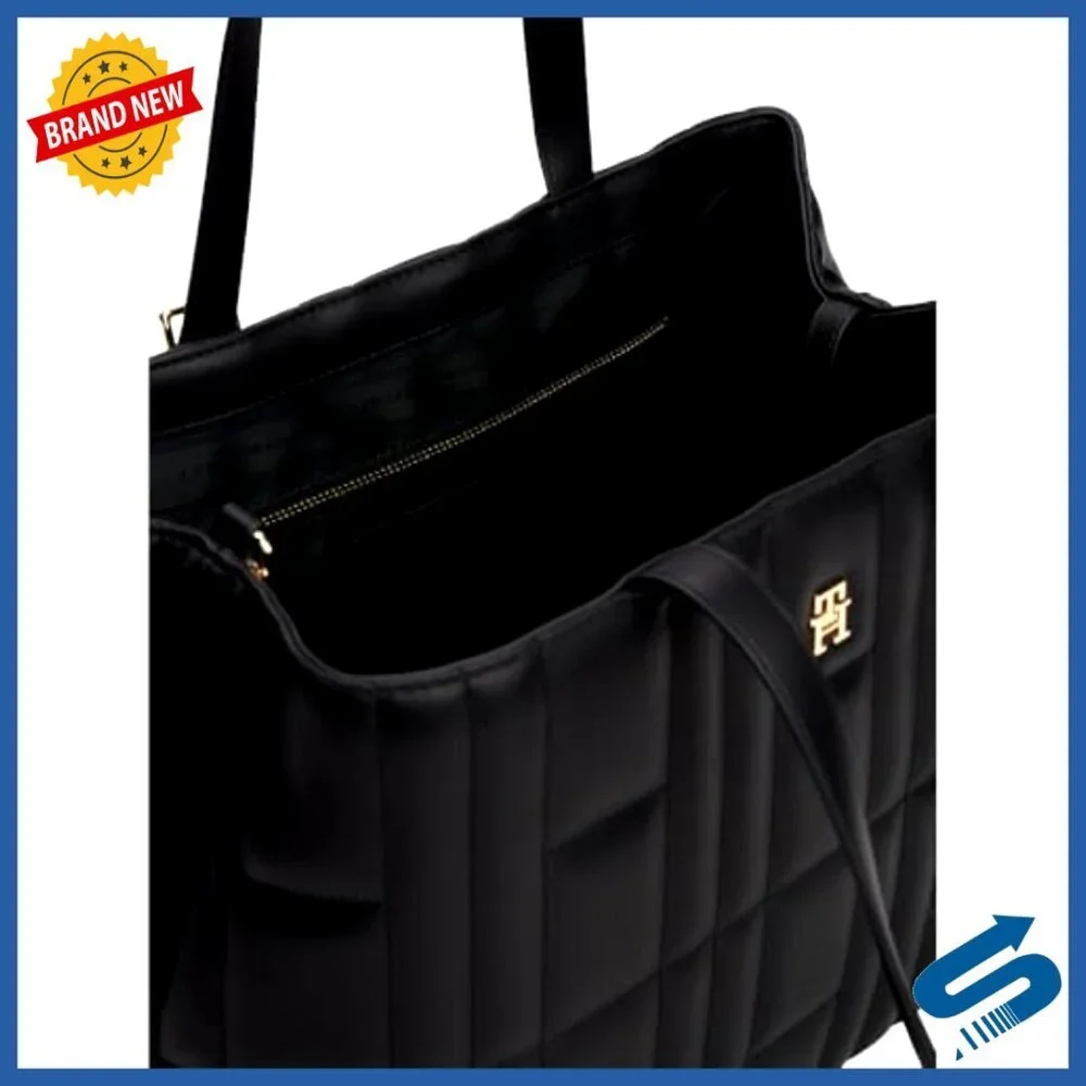 Lightweight Quilted Tote Bag with Adjustable Strap and Zip Pocket